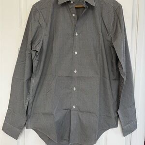 Calvin Klein Men's Black and White Patterned Dress Shirt